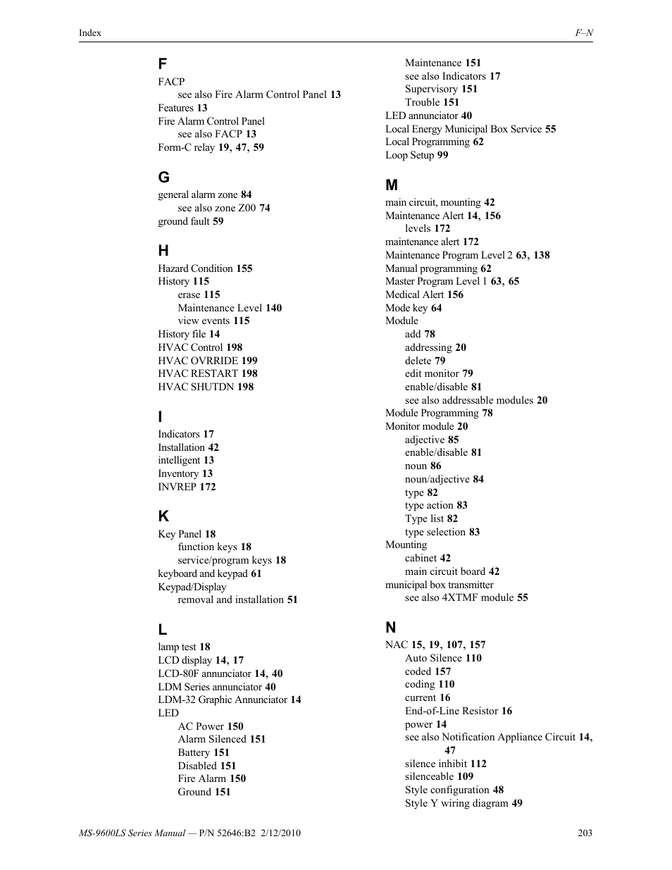 Fire-Lite MS-9600LSC Addressable Fire Alarm Control Panel User Manual | Page 203 / 208