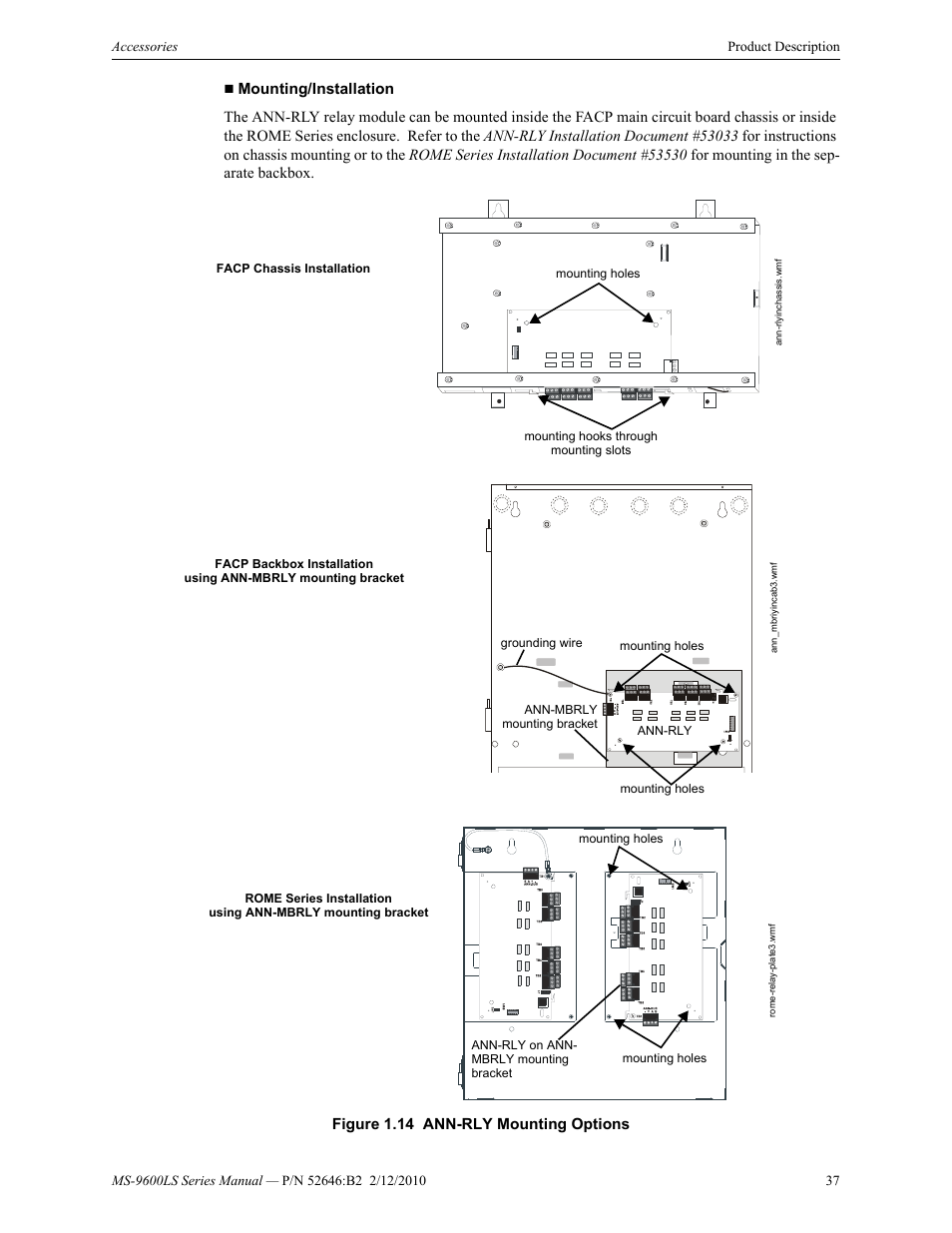 Figure 1.14 ann-rly mounting options | Fire-Lite MS-9600LSC Addressable Fire Alarm Control Panel User Manual | Page 37 / 208