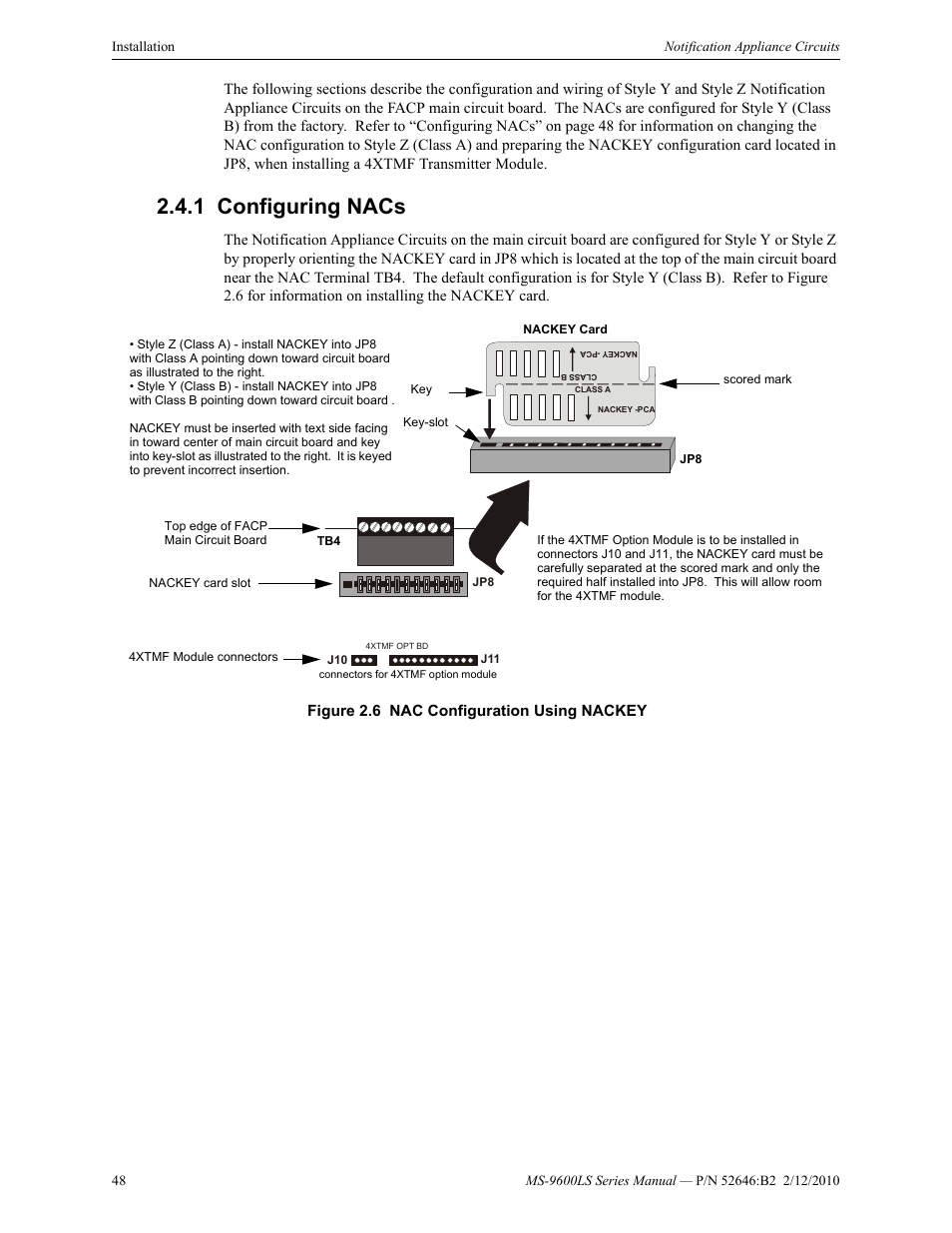 1 configuring nacs, Configuring nacs | Fire-Lite MS-9600LSC Addressable Fire Alarm Control Panel User Manual | Page 48 / 208