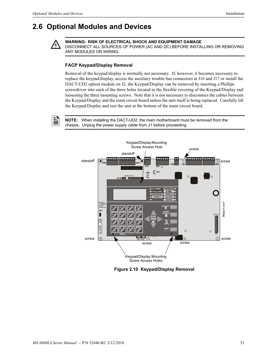 6 optional modules and devices, Optional modules and devices | Fire-Lite MS-9600LSC Addressable Fire Alarm Control Panel User Manual | Page 51 / 208