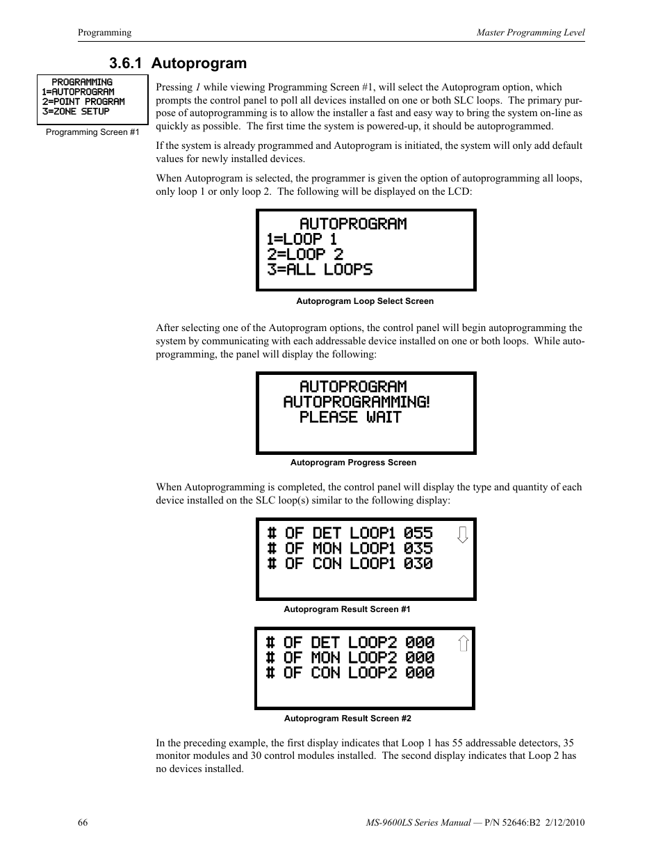 1 autoprogram, Autoprogram | Fire-Lite MS-9600LSC Addressable Fire Alarm Control Panel User Manual | Page 66 / 208