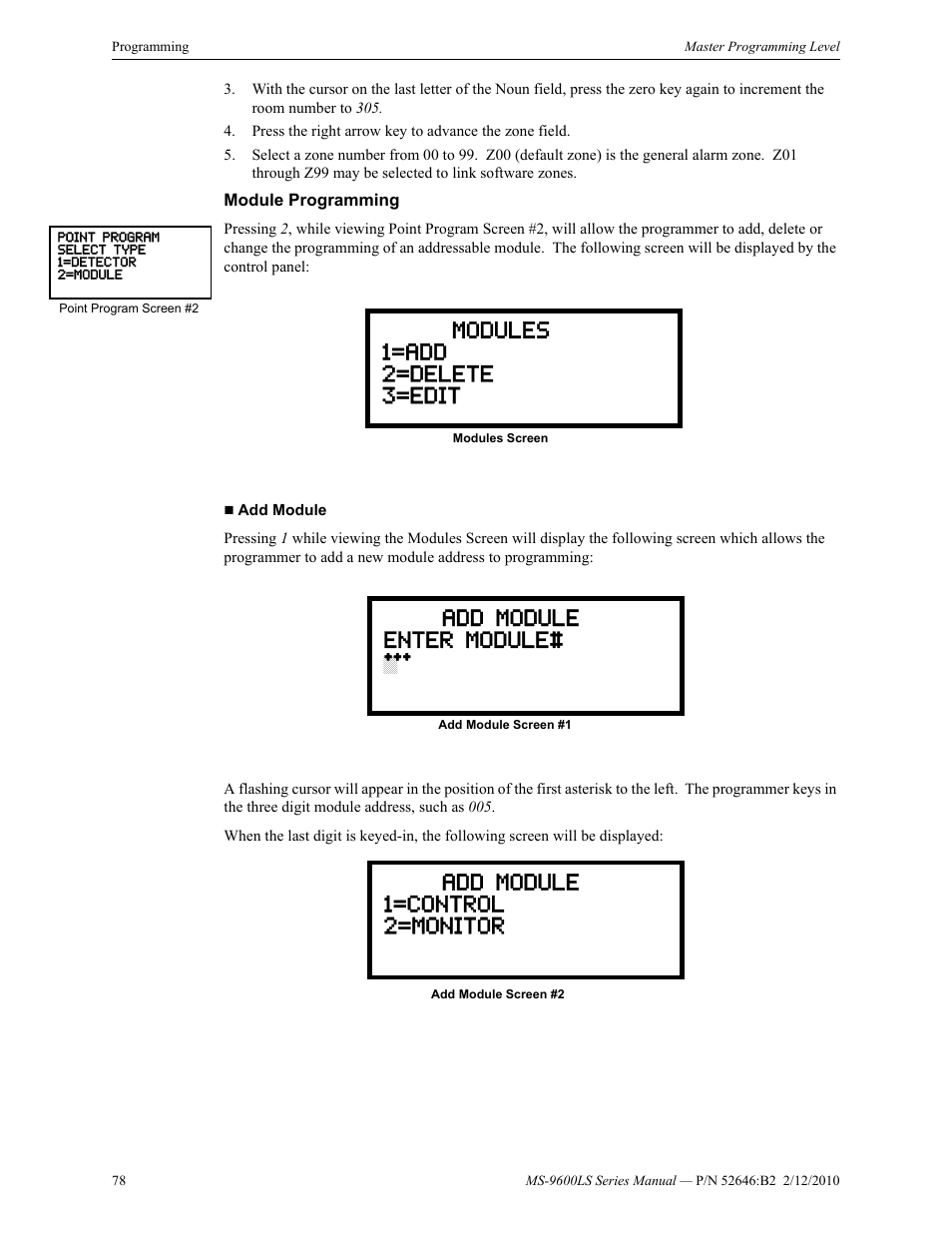 Module programming | Fire-Lite MS-9600LSC Addressable Fire Alarm Control Panel User Manual | Page 78 / 208