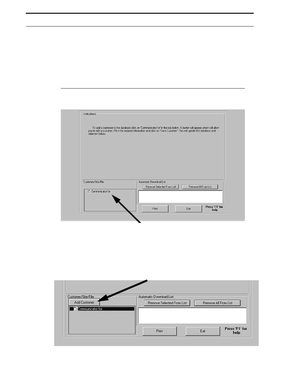 1 customer, Figure 5-2: customer files, 1 adding customer to database | Figure 5-3: add customer button | Fire-Lite P K-411UD Windows-Based Off-Line Programming Utility User Manual | Page 25 / 68