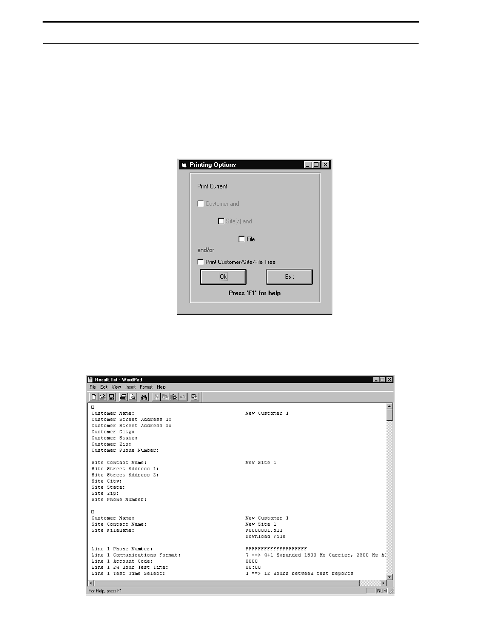 Figure 5-11: print current, Figure 5-12: print text | Fire-Lite P K-411UD Windows-Based Off-Line Programming Utility User Manual | Page 30 / 68