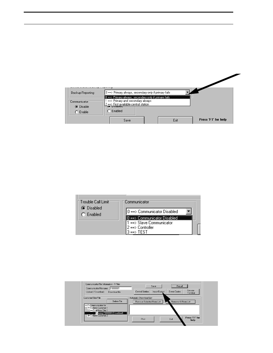 Figure 5-16: backup reporting, 2 input/output programming for the 411ud, Figure 5-18: 411ud customer files window | Fire-Lite P K-411UD Windows-Based Off-Line Programming Utility User Manual | Page 33 / 68