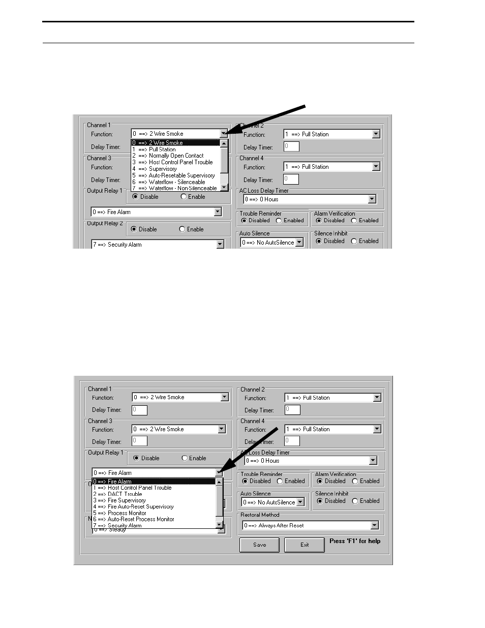 Figure 5-26: 411udac output relay options | Fire-Lite P K-411UD Windows-Based Off-Line Programming Utility User Manual | Page 37 / 68