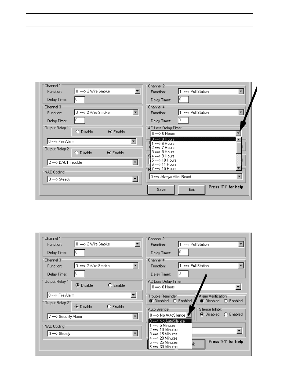 Figure 5-28: 411udac auto silence options | Fire-Lite P K-411UD Windows-Based Off-Line Programming Utility User Manual | Page 38 / 68