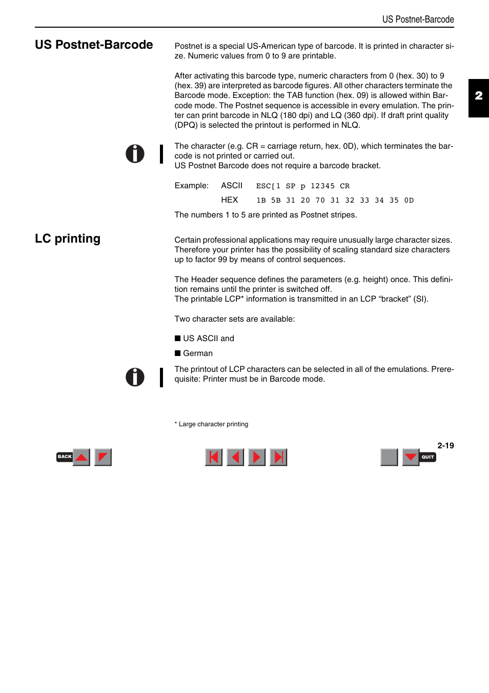 Lc printing, Us postnet-barcode | Fire-Lite PRN-6 Reference-Manual User Manual | Page 48 / 107