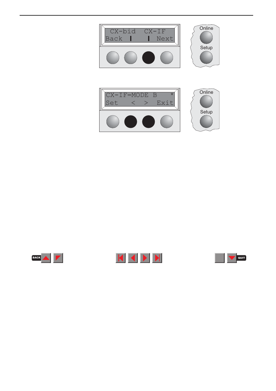 Cx-if, Back next, Cx-bid cx-if | Cx-if=mode b * set < > exit | Fire-Lite PRN-6 Reference-Manual User Manual | Page 62 / 107