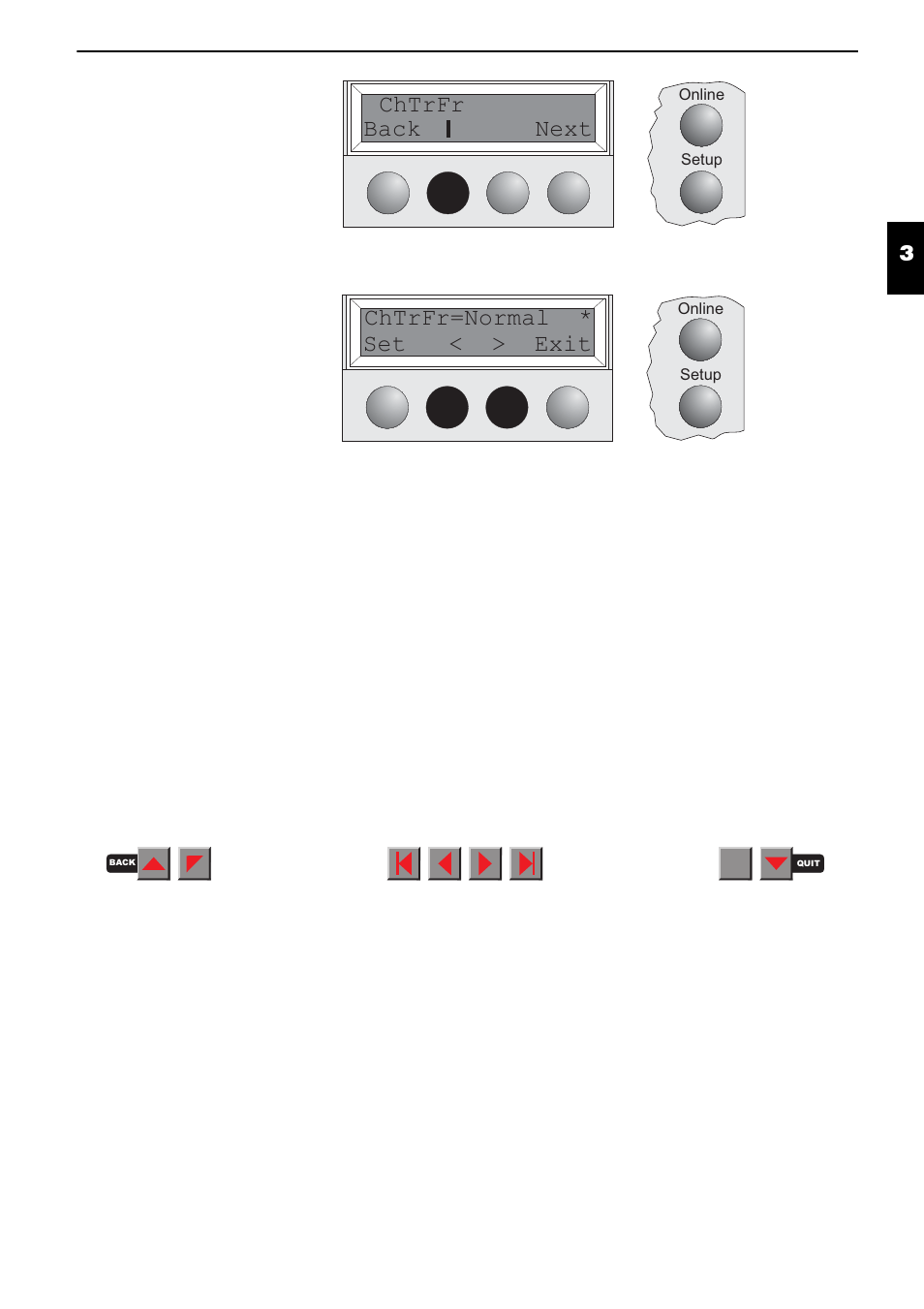 Chtrfr, Back next, Chtrfr=normal * set < > exit | Fire-Lite PRN-6 Reference-Manual User Manual | Page 63 / 107