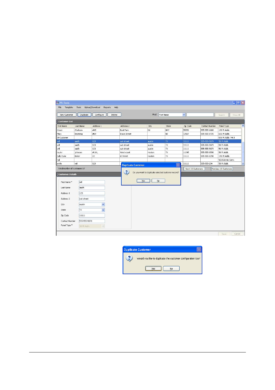 Duplicating a customer record | Fire-Lite PS Tools MS-9600 User Manual | Page 26 / 104