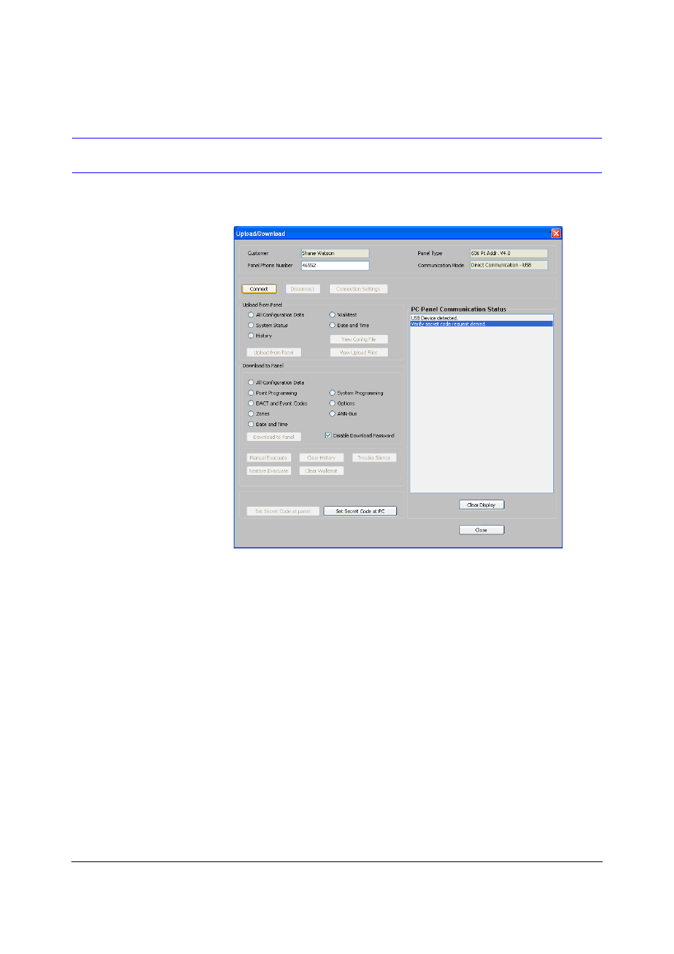 Request denied for verify secret code | Fire-Lite PS Tools MS-9600 User Manual | Page 99 / 104