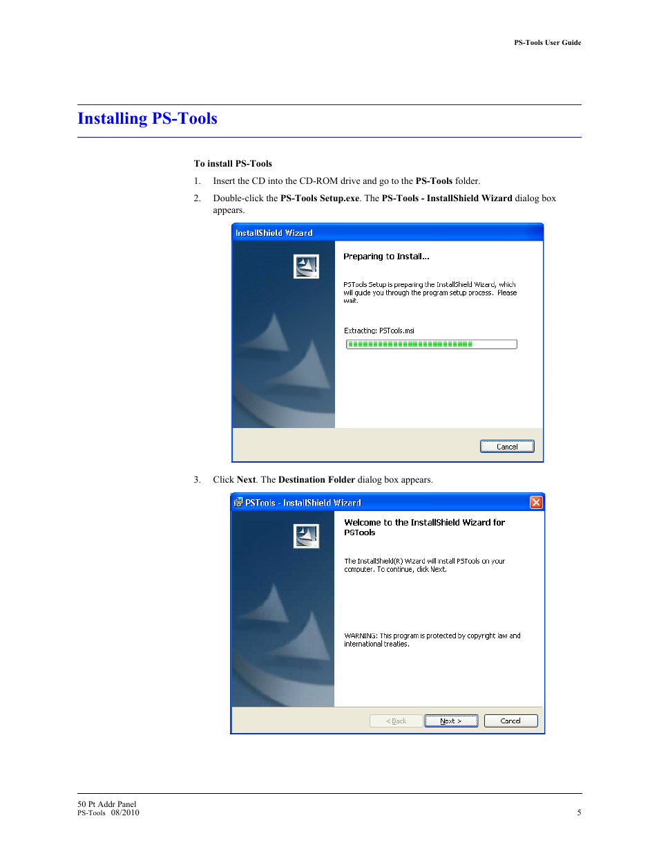 Installing ps-tools | Fire-Lite PS-Tools MS-9050 User Manual | Page 13 / 101