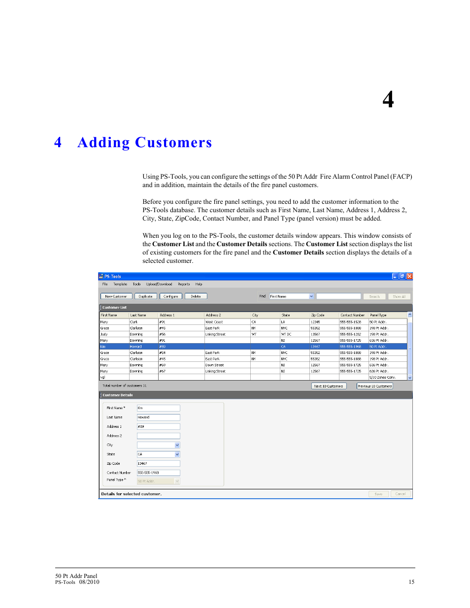4 adding customers, Adding customers | Fire-Lite PS-Tools MS-9050 User Manual | Page 23 / 101