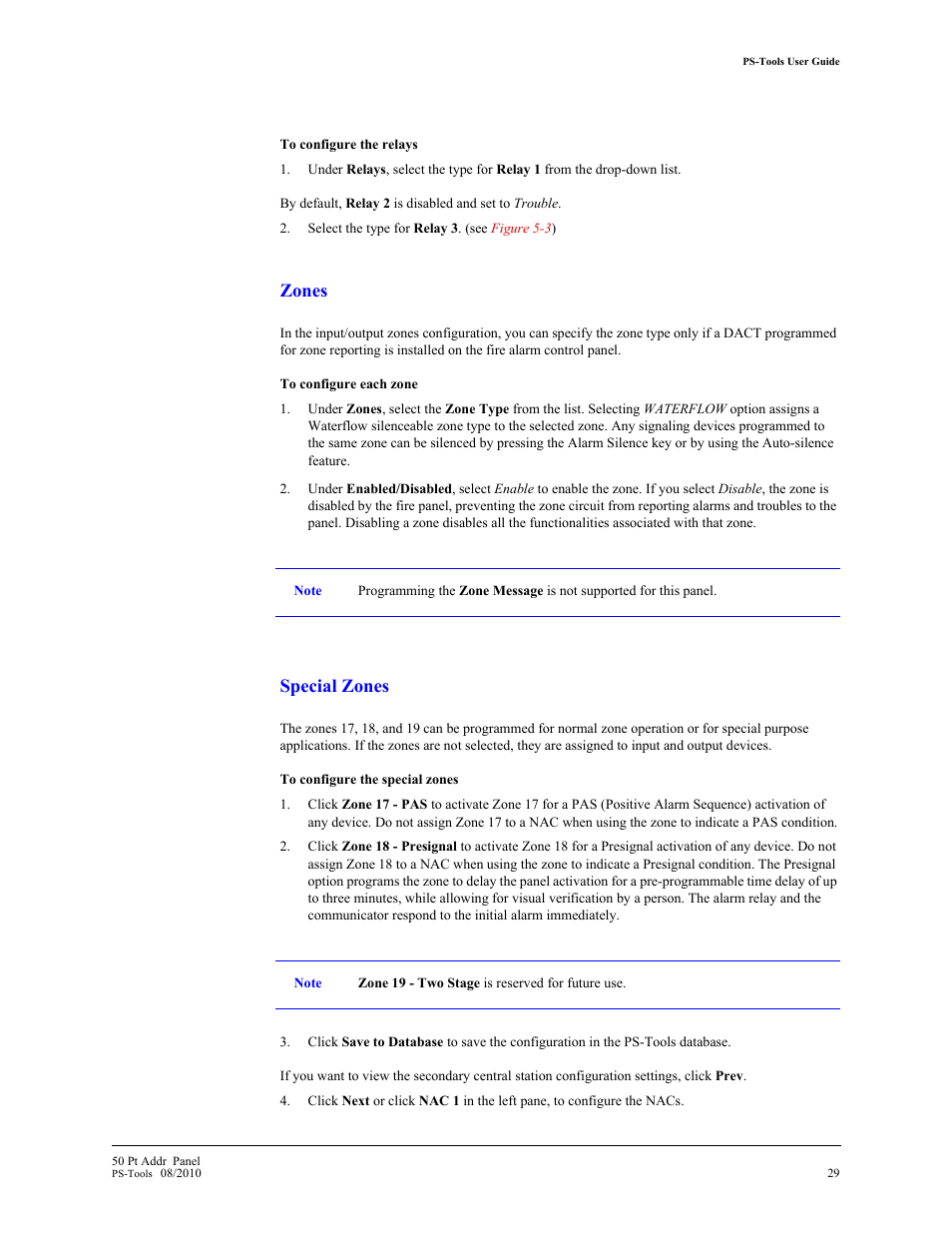 Zones (see, Zones, Special zones | Fire-Lite PS-Tools MS-9050 User Manual | Page 37 / 101