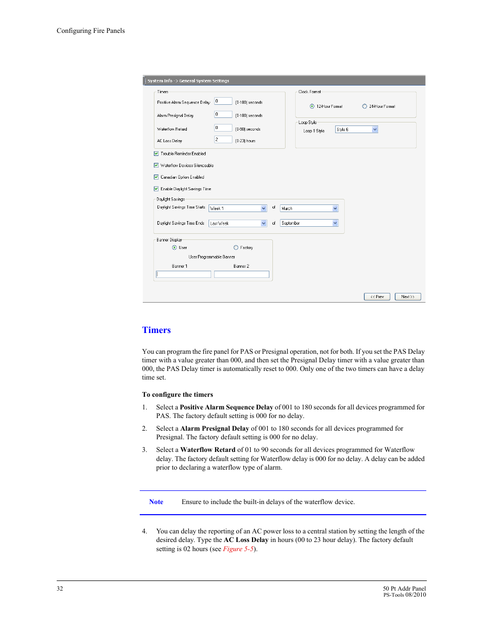 Timers | Fire-Lite PS-Tools MS-9050 User Manual | Page 40 / 101