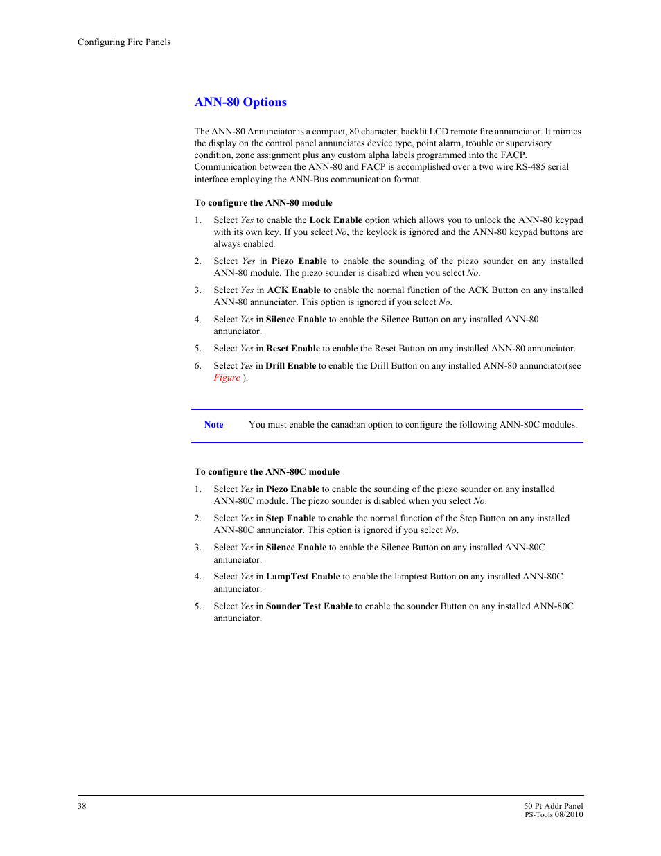 Ann-80 options | Fire-Lite PS-Tools MS-9050 User Manual | Page 46 / 101