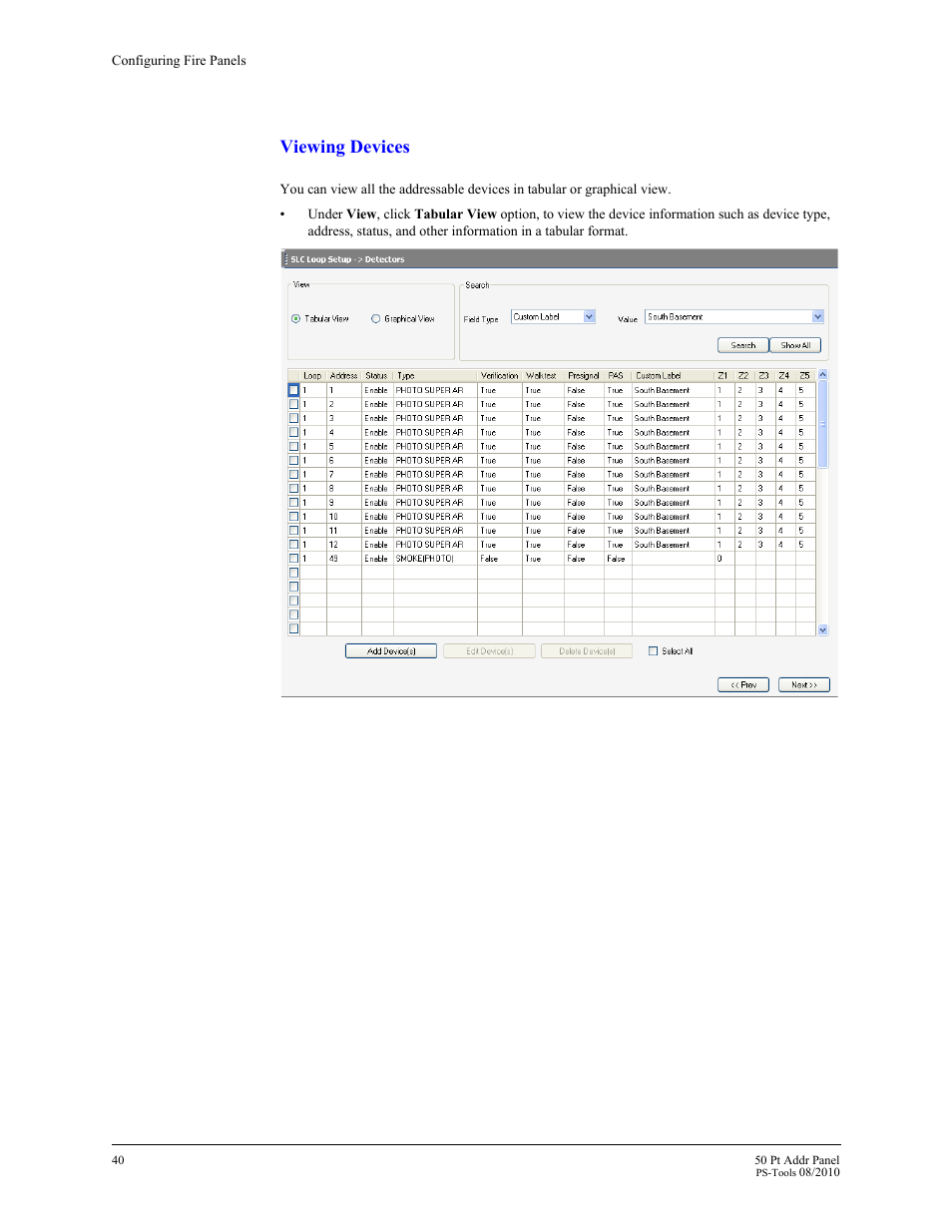 Viewing devices | Fire-Lite PS-Tools MS-9050 User Manual | Page 48 / 101