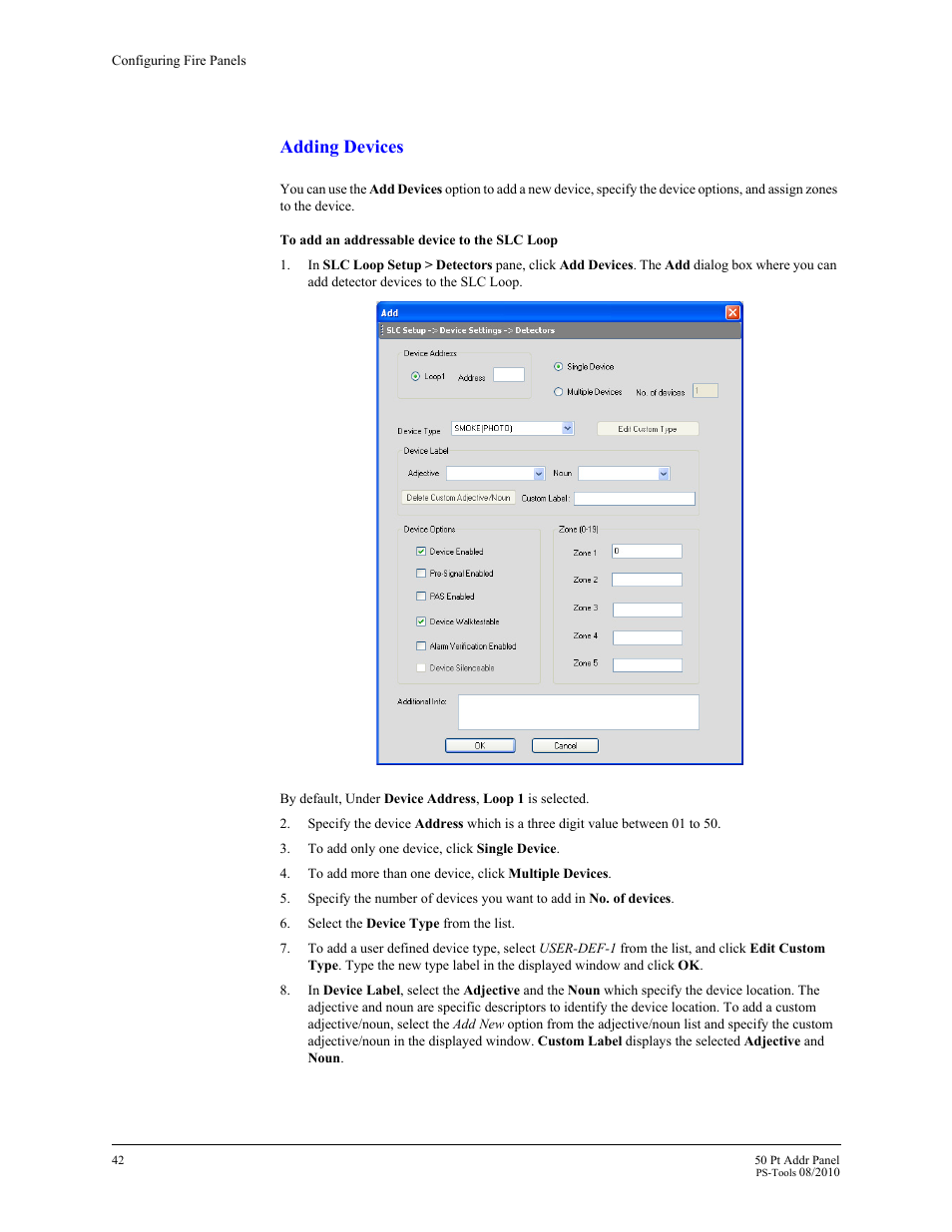 Adding devices | Fire-Lite PS-Tools MS-9050 User Manual | Page 50 / 101