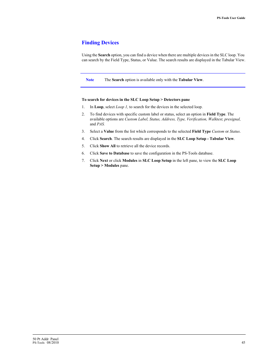 Finding devices | Fire-Lite PS-Tools MS-9050 User Manual | Page 53 / 101