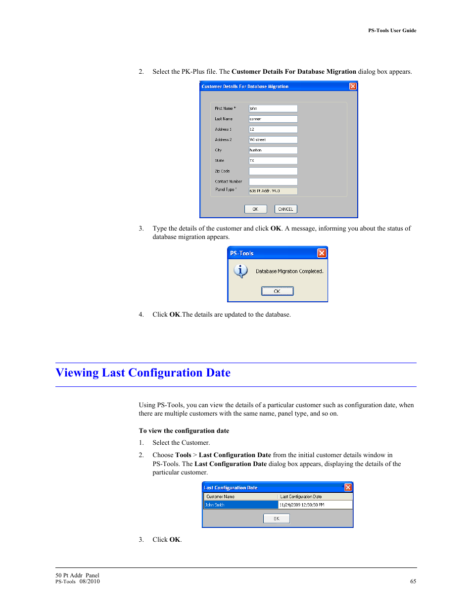 Viewing last configuration date, 14 viewing last configuration date | Fire-Lite PS-Tools MS-9050 User Manual | Page 73 / 101