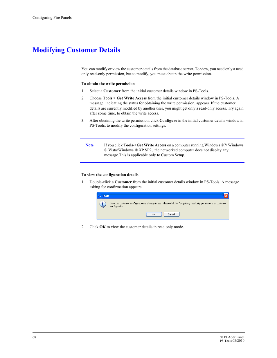 Modifying customer details, 17 modifying customer details | Fire-Lite PS-Tools MS-9050 User Manual | Page 76 / 101