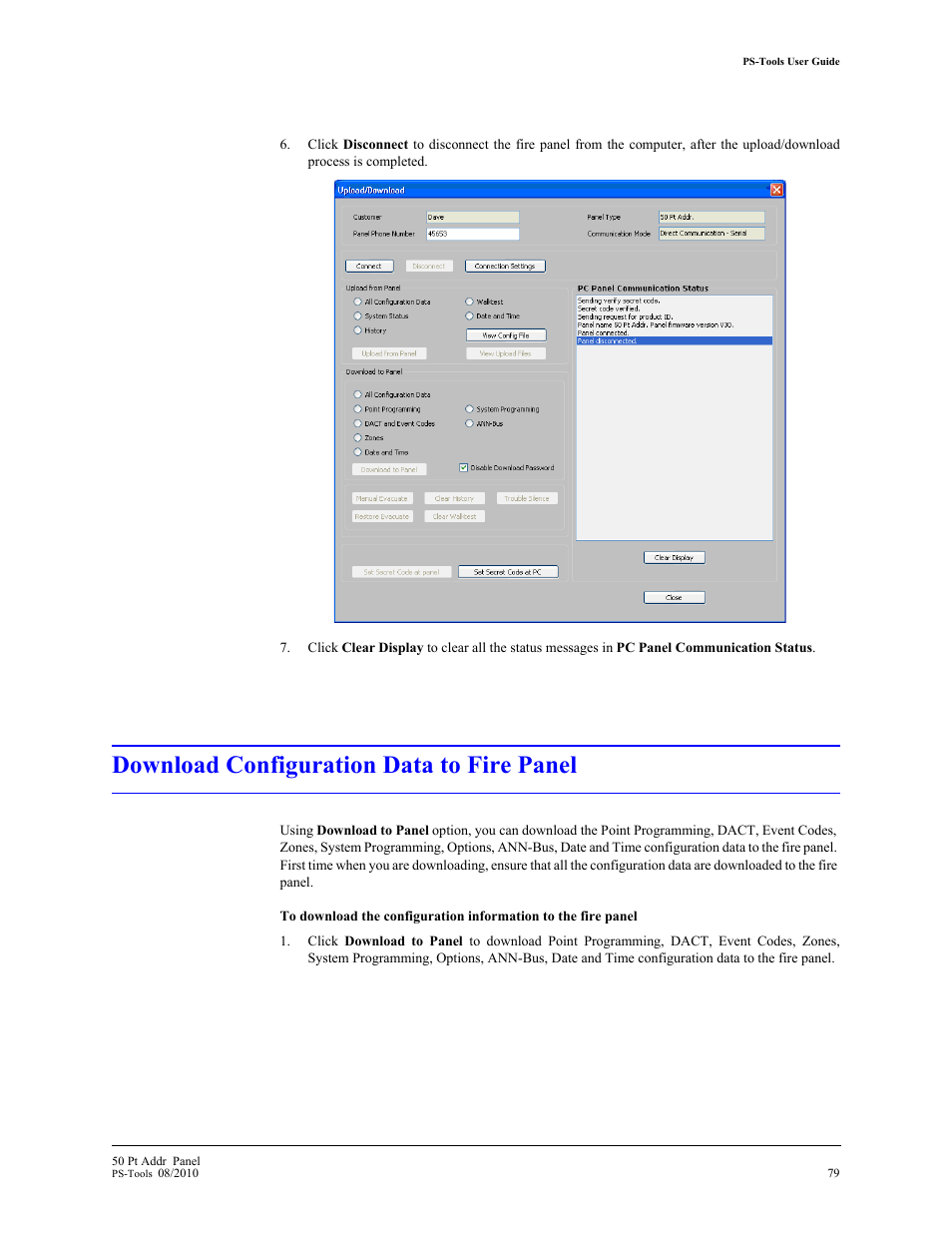 Download configuration data to fire panel | Fire-Lite PS-Tools MS-9050 User Manual | Page 85 / 101