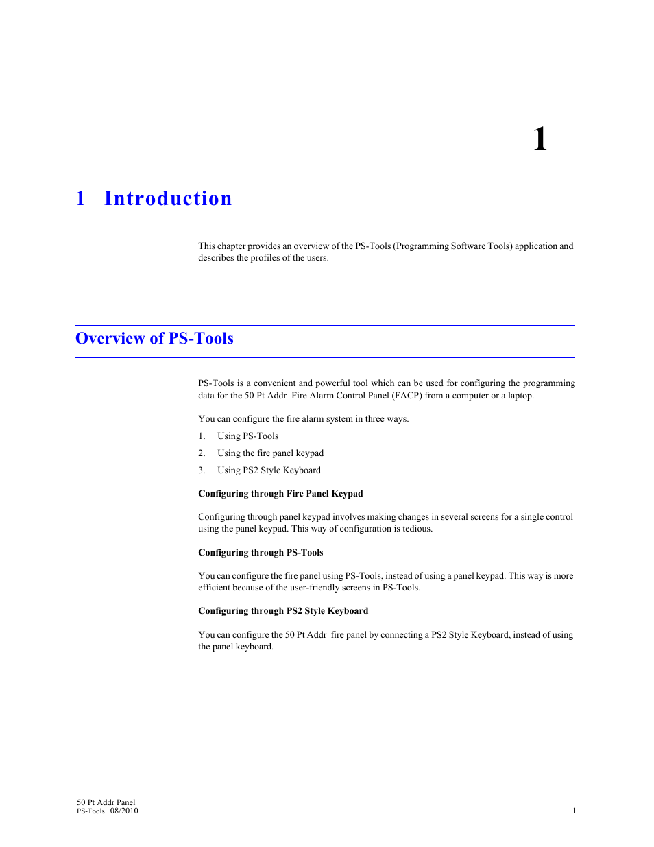 1 introduction, Overview of ps-tools, Introduction | Fire-Lite PS-Tools MS-9050 User Manual | Page 9 / 101