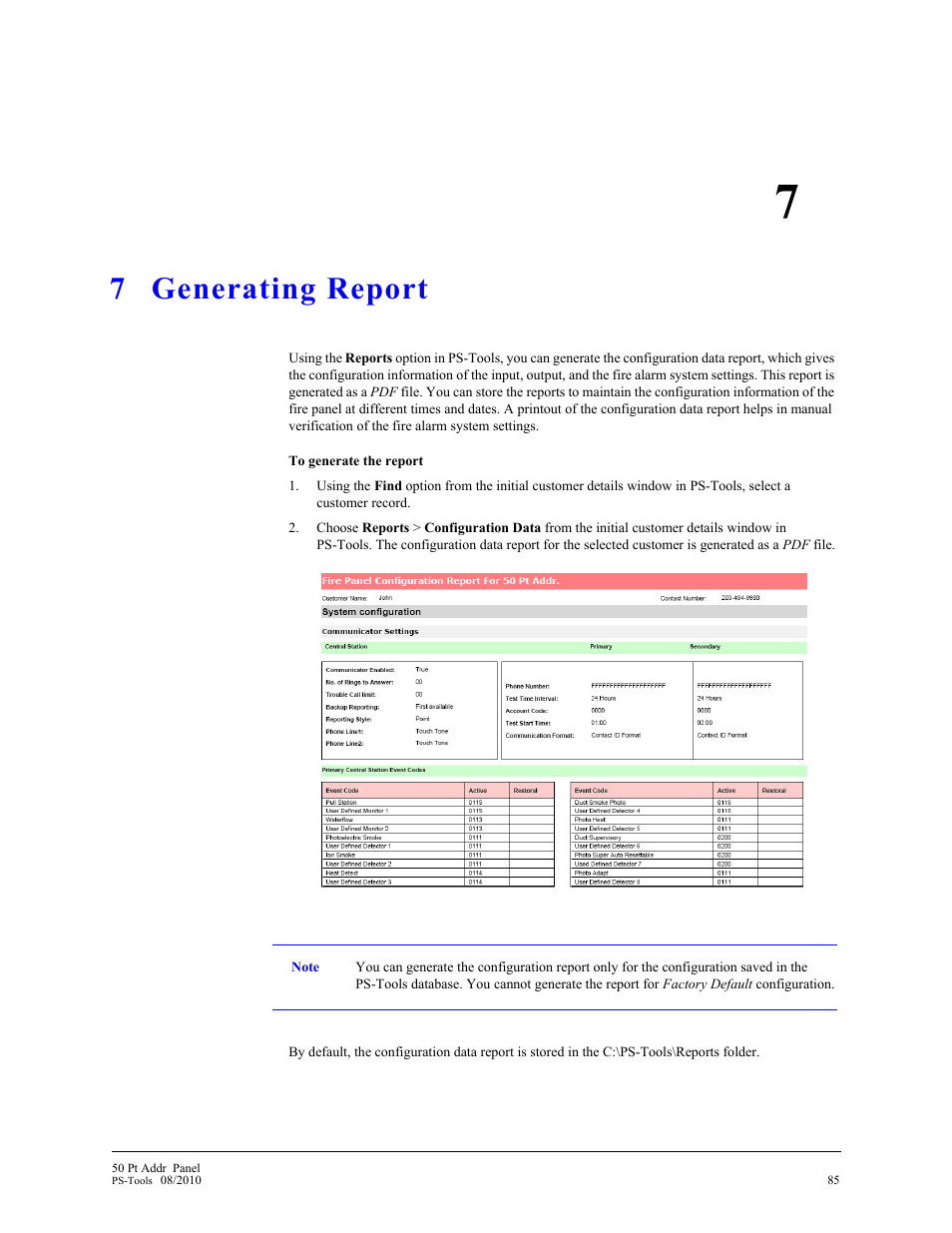 7 generating report, Generating report | Fire-Lite PS-Tools MS-9050 User Manual | Page 91 / 101