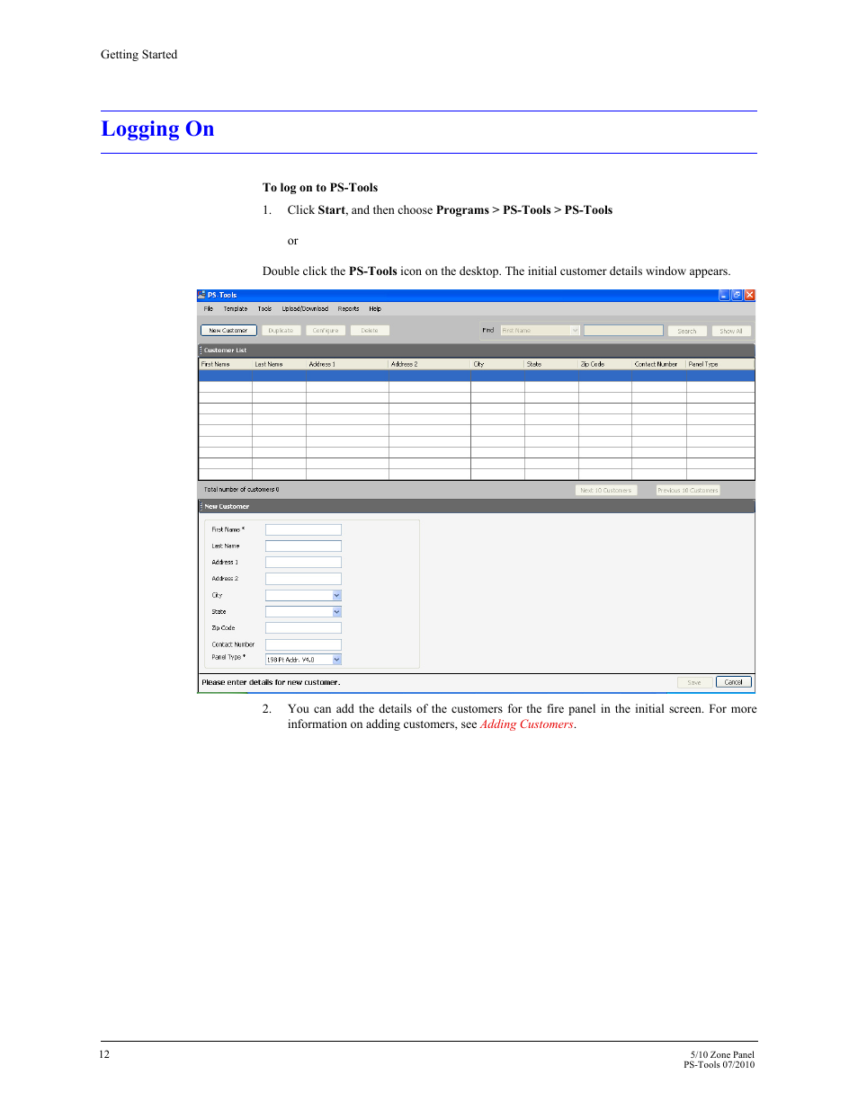 Logging on | Fire-Lite PS-Tools 5UD/10UD User Manual | Page 22 / 92