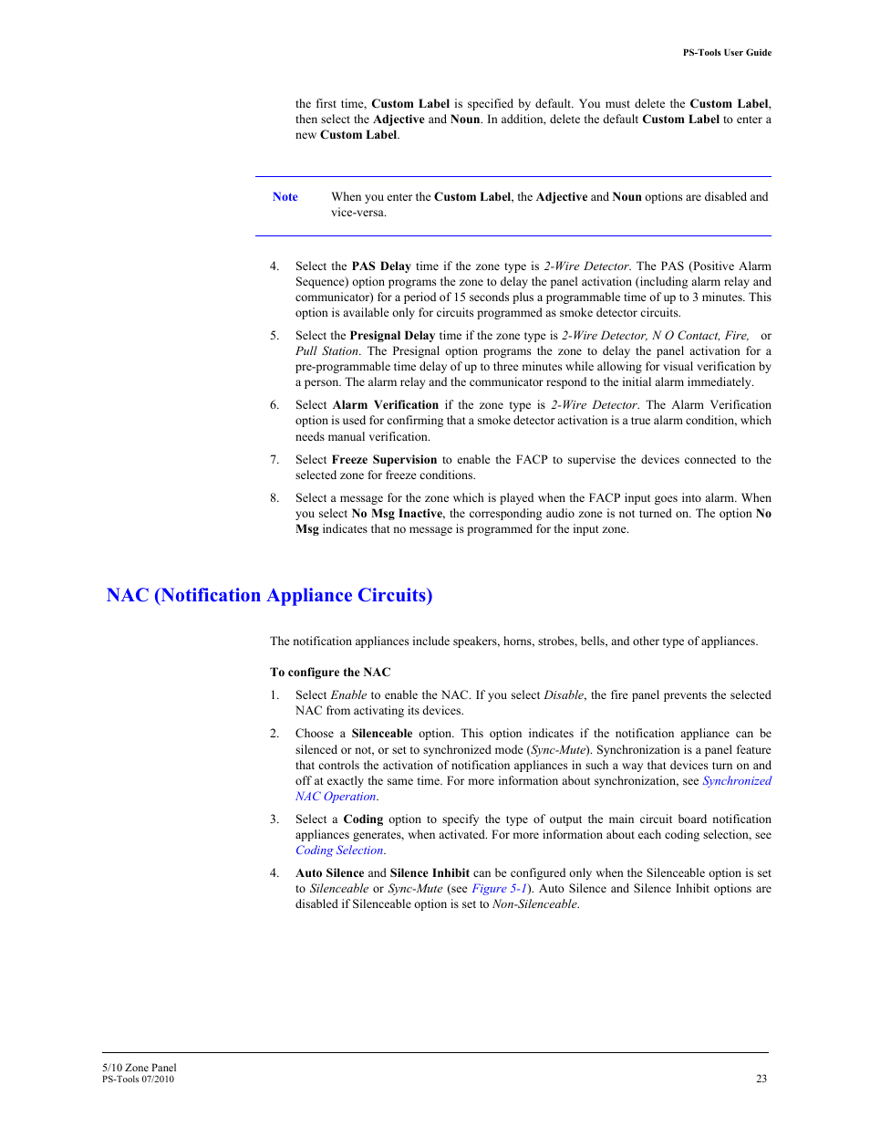 Nac (notification appliance circuits) | Fire-Lite PS-Tools 5UD/10UD User Manual | Page 32 / 92