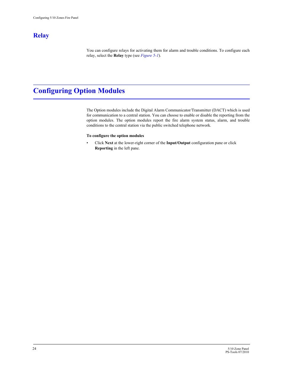 Relay, Configuring option modules | Fire-Lite PS-Tools 5UD/10UD User Manual | Page 33 / 92