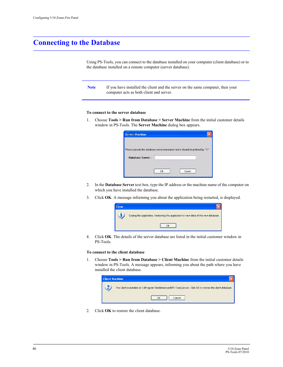Connecting to the database, 10 connecting to the database | Fire-Lite PS-Tools 5UD/10UD User Manual | Page 55 / 92