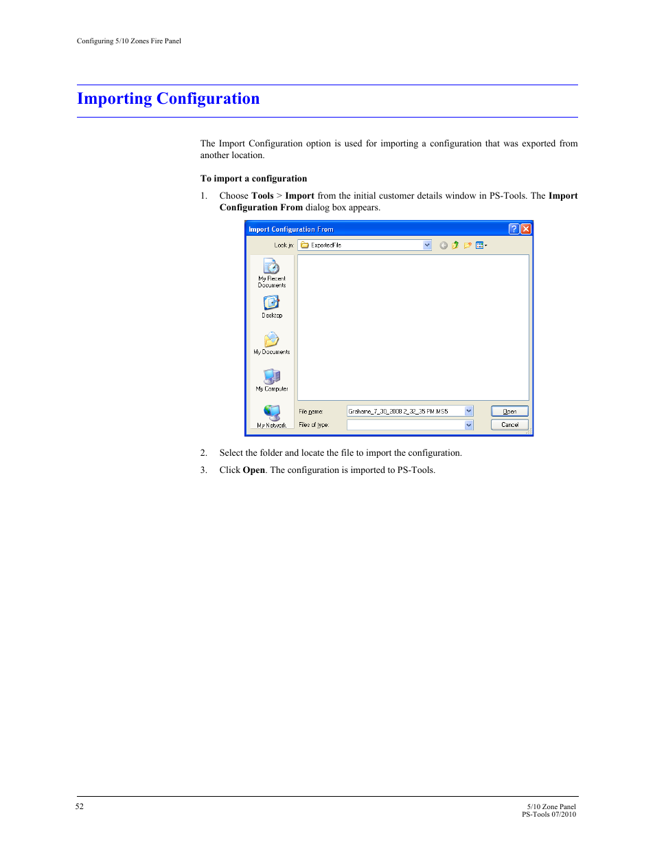 Importing configuration, 15 importing configuration | Fire-Lite PS-Tools 5UD/10UD User Manual | Page 61 / 92