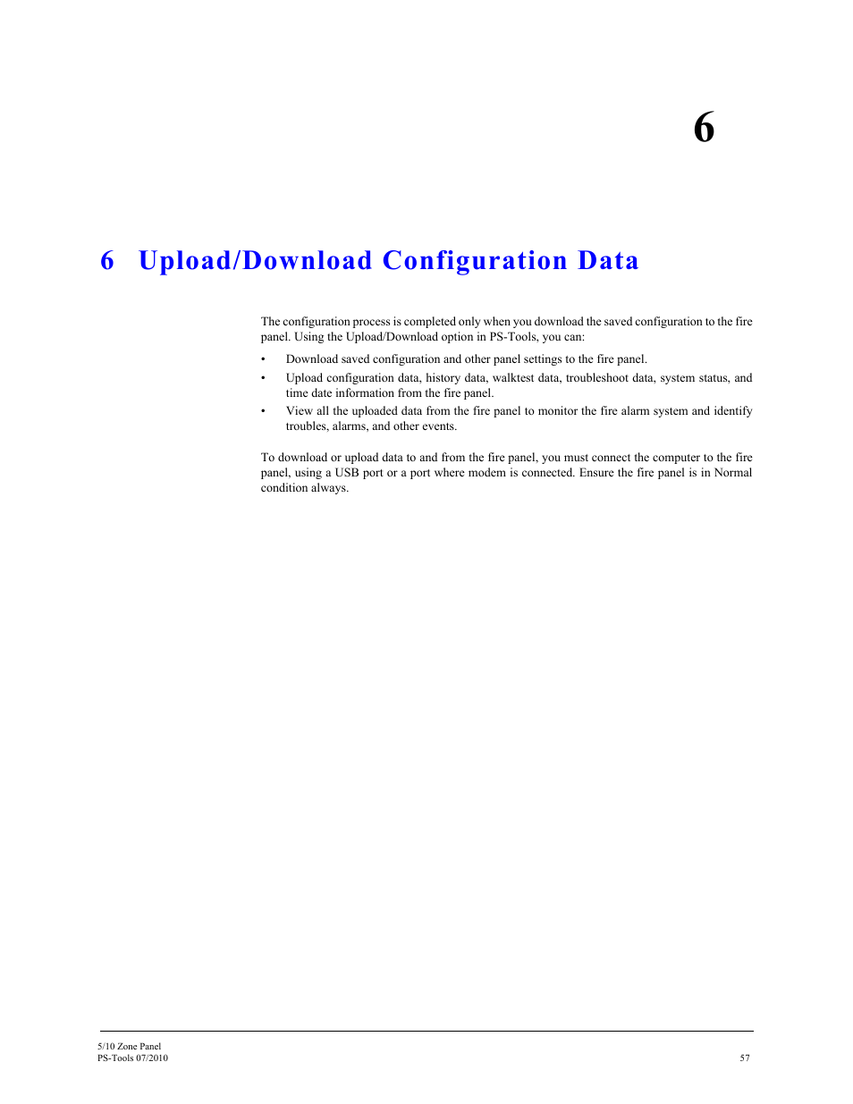 6 upload/download configuration data, Upload/download configuration data | Fire-Lite PS-Tools 5UD/10UD User Manual | Page 66 / 92