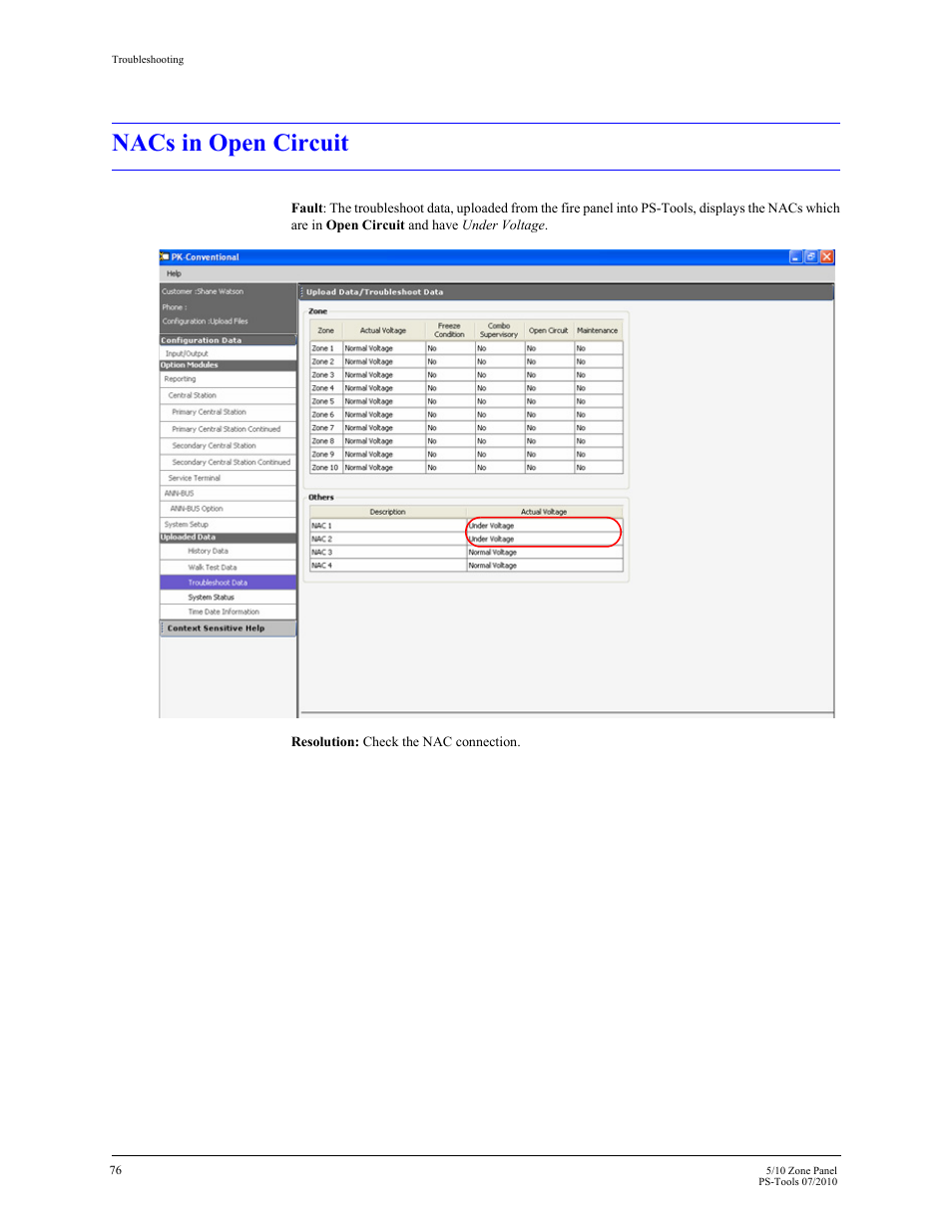 Nacs in open circuit | Fire-Lite PS-Tools 5UD/10UD User Manual | Page 85 / 92
