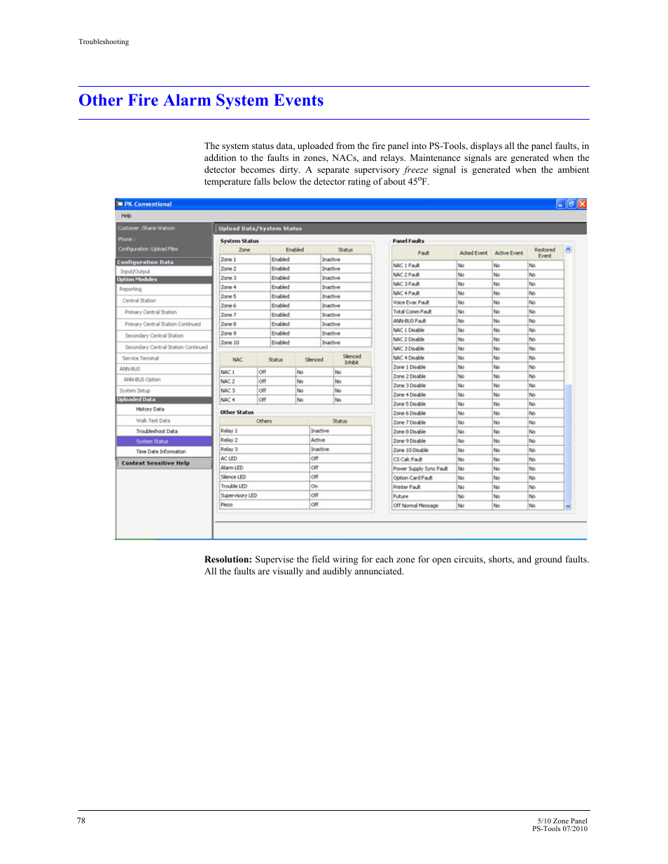 Other fire alarm system events, 11 other fire alarm system events | Fire-Lite PS-Tools 5UD/10UD User Manual | Page 87 / 92