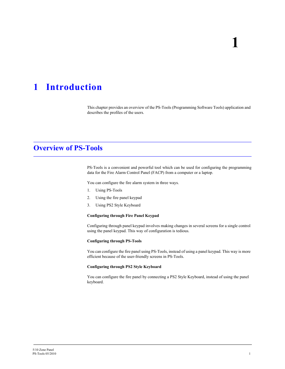 1 introduction, Overview of ps-tools, Introduction | Fire-Lite PS-Tools 5UD/10UD User Manual | Page 9 / 92