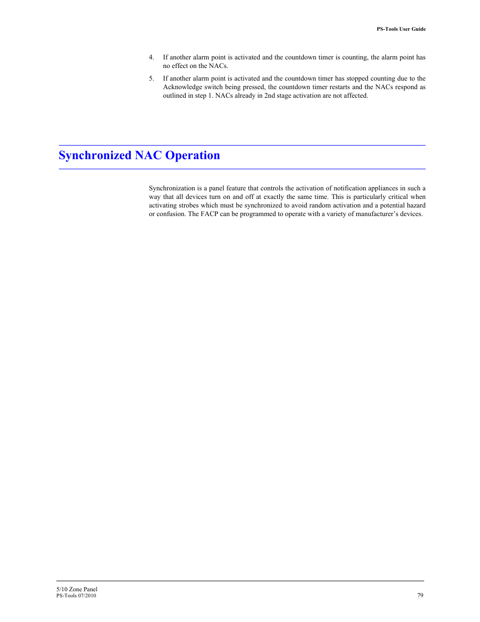Synchronized nac operation, Synchronized, Nac operation | Nac operation, see | Fire-Lite PS-Tools 5UD/10UD User Manual | Page 90 / 92