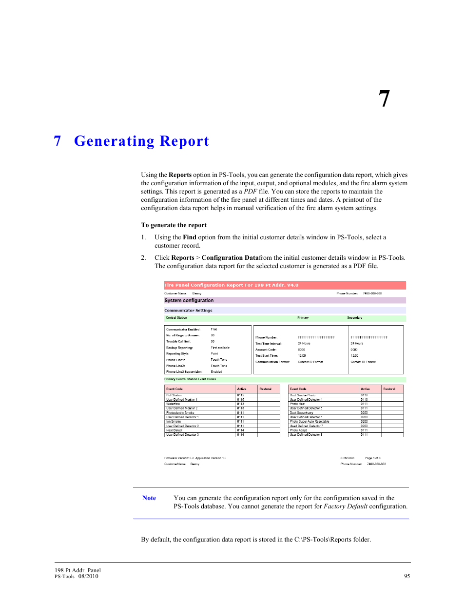 7 generating report, Generating report | Fire-Lite PS-Tools MS-9200UDLS User Manual | Page 101 / 112