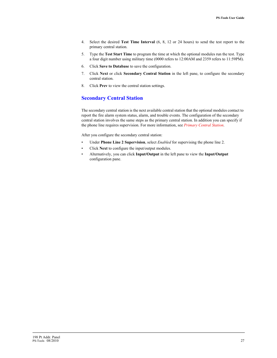 L station (see, Secondary central station | Fire-Lite PS-Tools MS-9200UDLS User Manual | Page 35 / 112