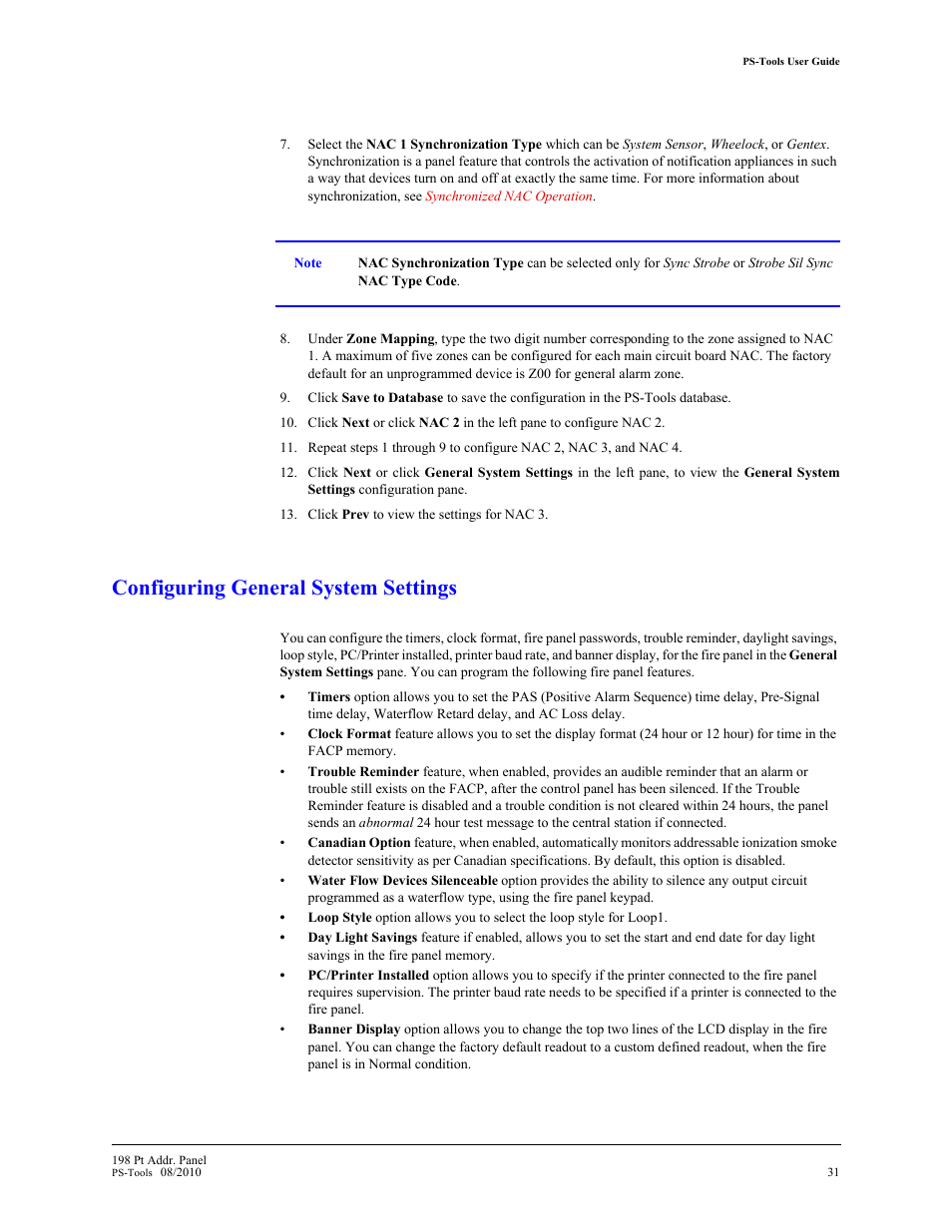 Configuring general system settings | Fire-Lite PS-Tools MS-9200UDLS User Manual | Page 39 / 112