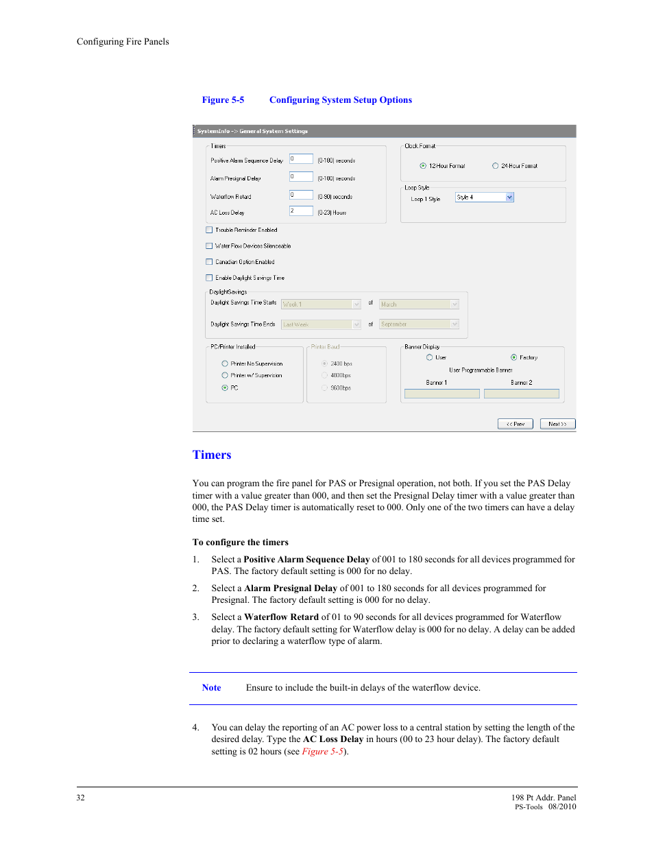 Timers | Fire-Lite PS-Tools MS-9200UDLS User Manual | Page 40 / 112