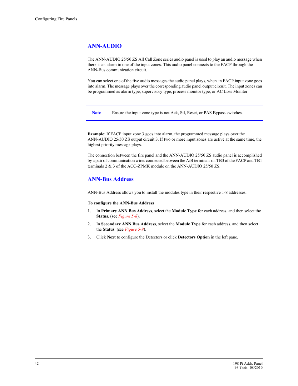 Ann-audio, Ann-bus address | Fire-Lite PS-Tools MS-9200UDLS User Manual | Page 50 / 112