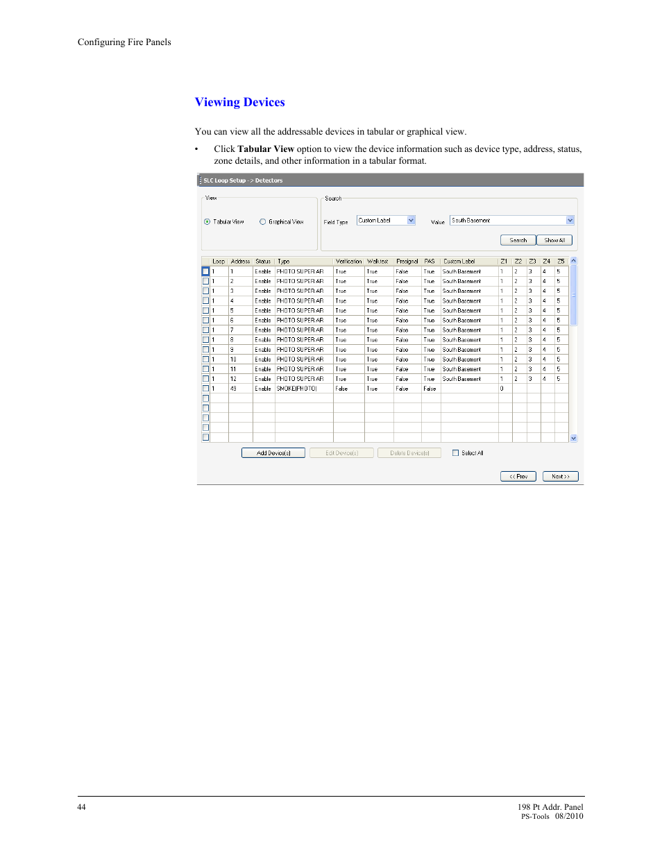 Viewing devices | Fire-Lite PS-Tools MS-9200UDLS User Manual | Page 52 / 112