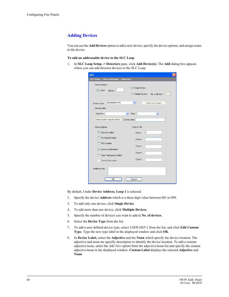 Adding devices | Fire-Lite PS-Tools MS-9200UDLS User Manual | Page 54 / 112