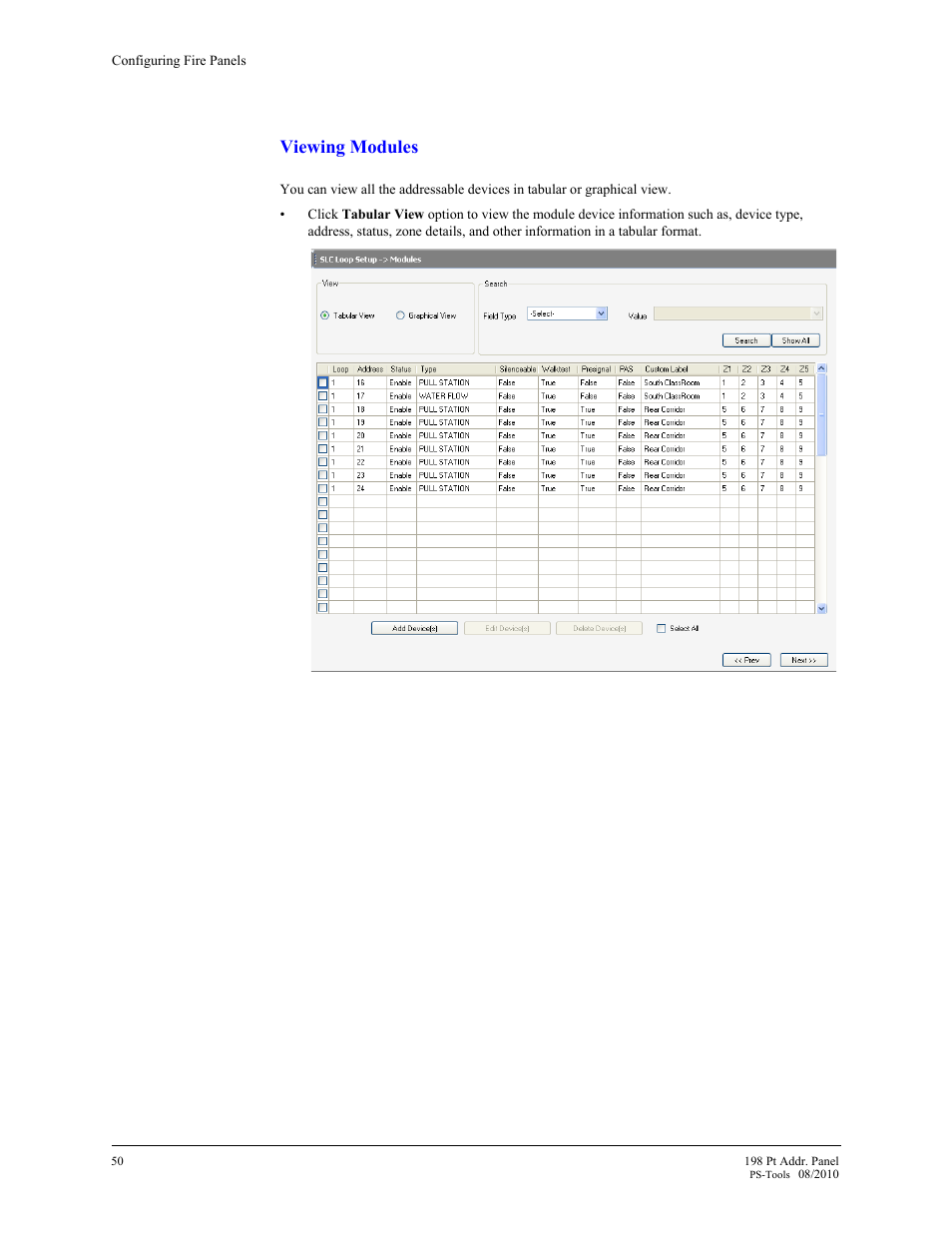 Viewing modules | Fire-Lite PS-Tools MS-9200UDLS User Manual | Page 58 / 112