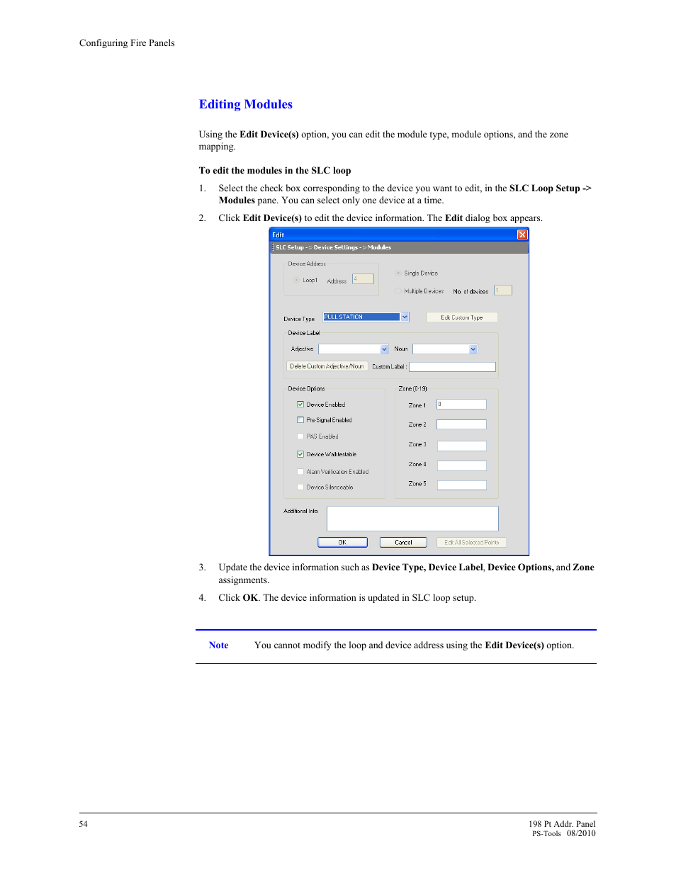 Editing modules | Fire-Lite PS-Tools MS-9200UDLS User Manual | Page 62 / 112