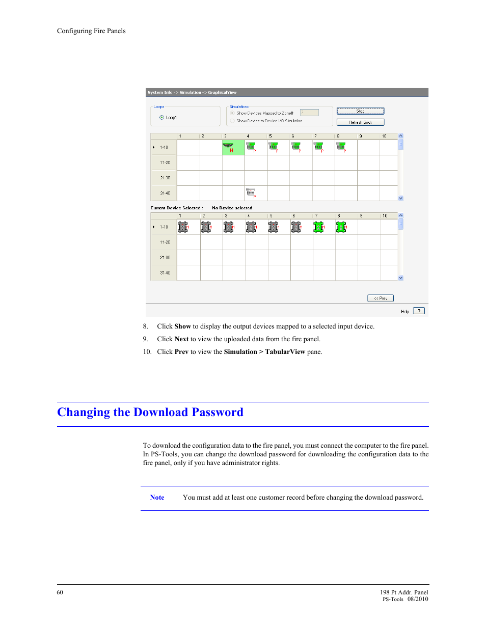 Changing the download password | Fire-Lite PS-Tools MS-9200UDLS User Manual | Page 68 / 112