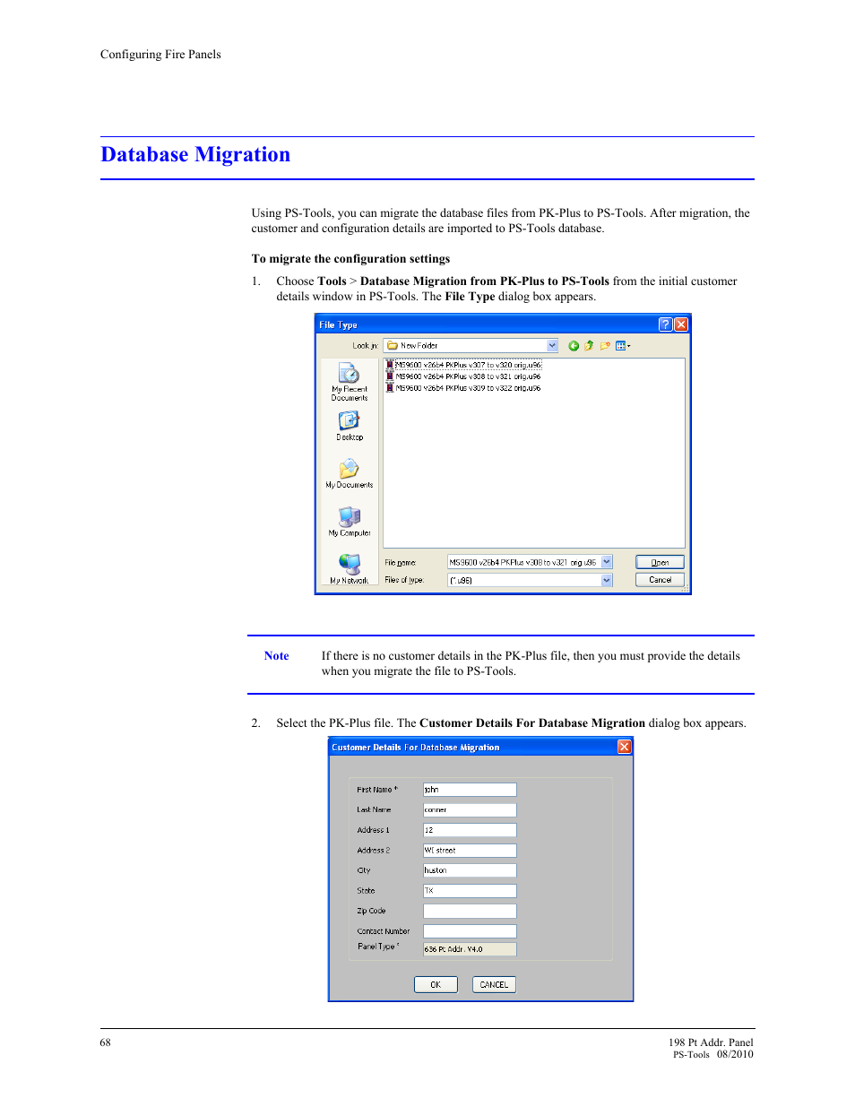 Database migration, 13 database migration | Fire-Lite PS-Tools MS-9200UDLS User Manual | Page 76 / 112